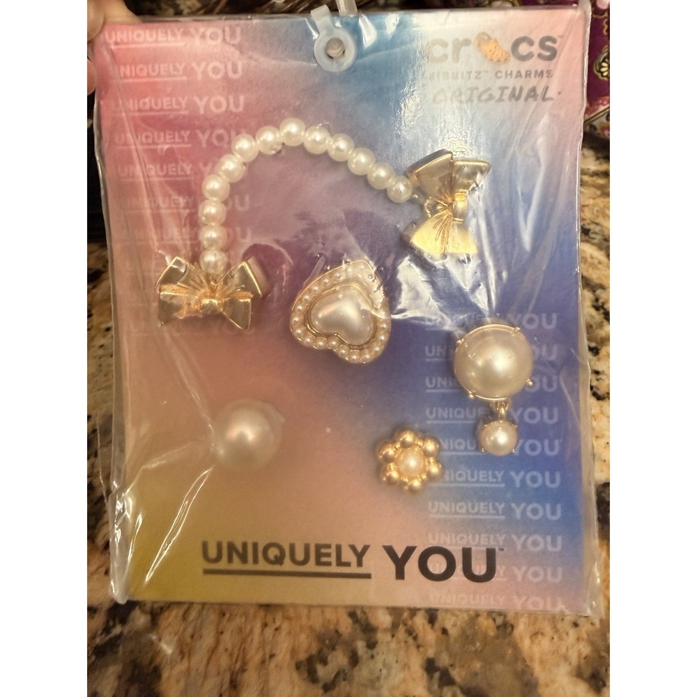 Crocs Jibbitz Pearl & Cubic Shoe Charms 5-Pack Set Authentic NEW